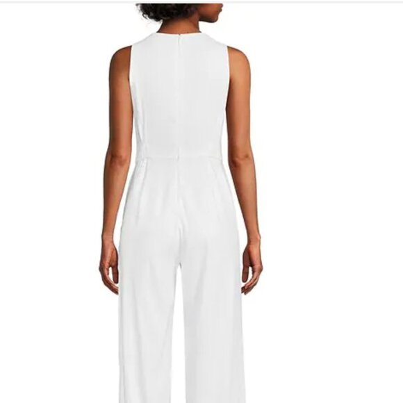 Antonio Melani Jumpsuit 12 White Sleeveless Wide Leg Crew Neck Adelaide - Picture 3 of 10